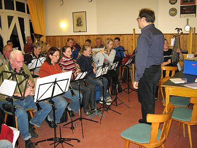 Probe des Musikzuges im Bürgerhaus im Dezember 2009