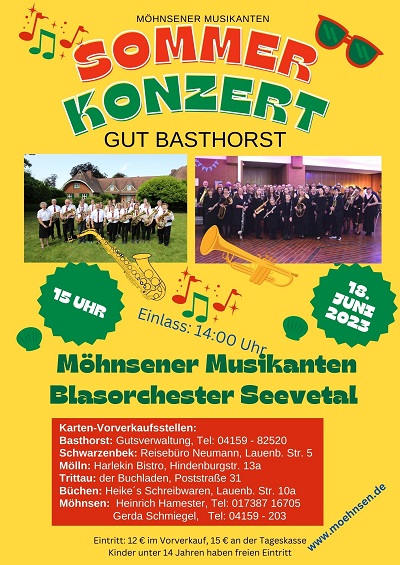 Karten für das Sommerkonzert gibt es an unseren bekannten Vorverkaufsstellen