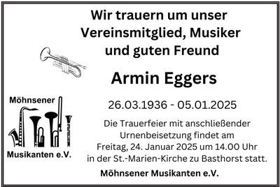 Trauerfeier für Armin am 24. Januar 2025